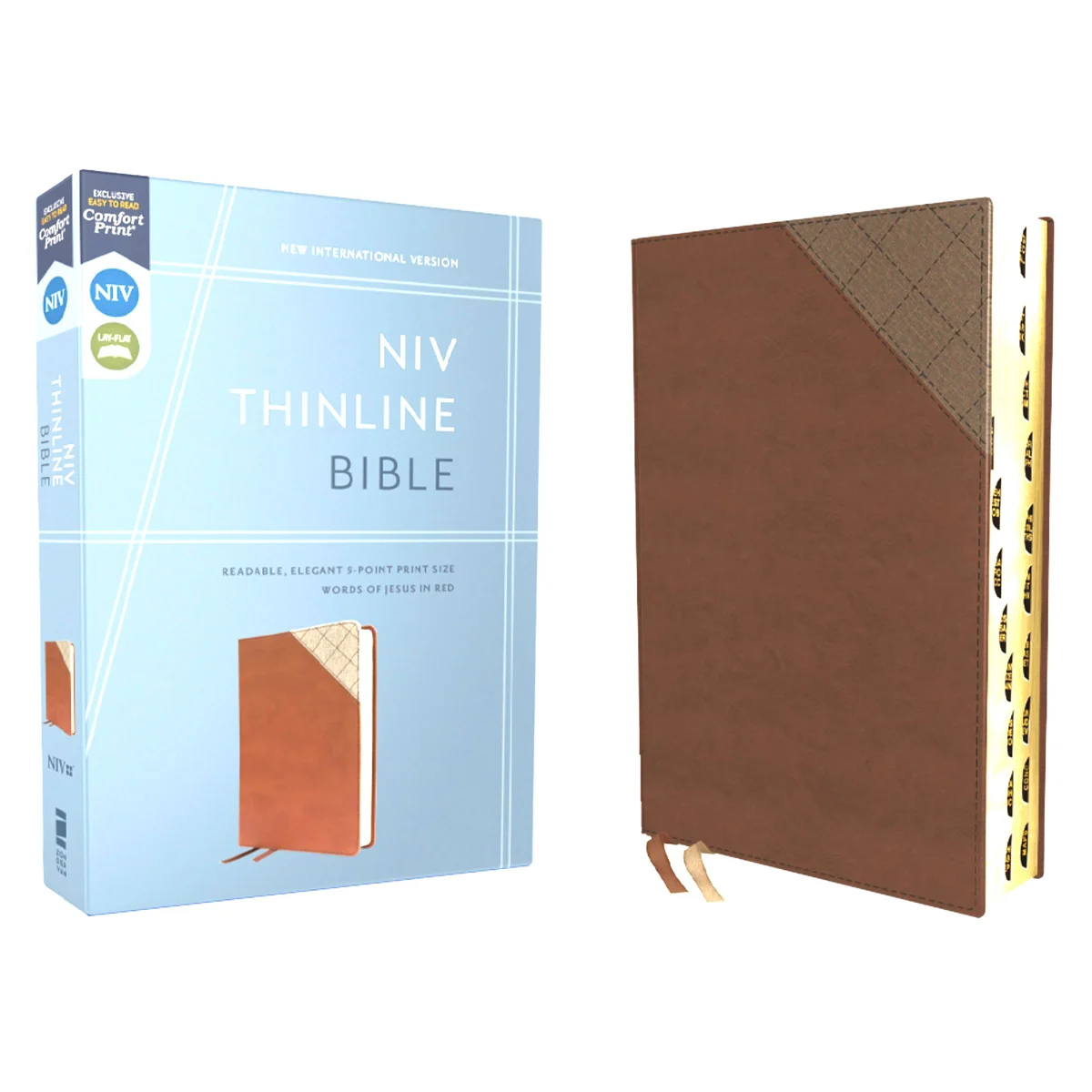 NIV Brown Imitation Leather Thinline Bible Comfort Print - Image 2