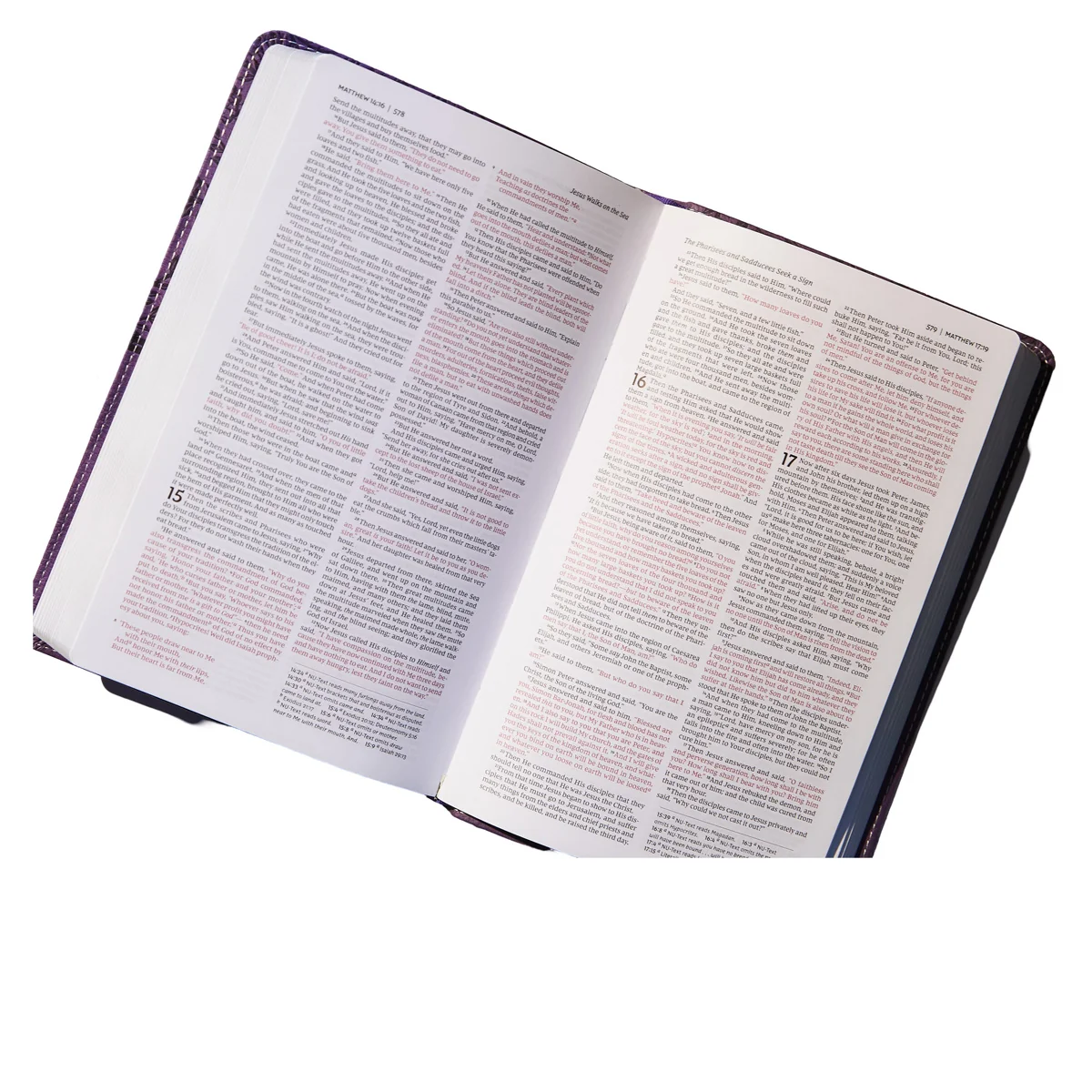 NKJV Purple Faux Leather Deluxe Gift Bible Red Letter Comfort Print - Image 3