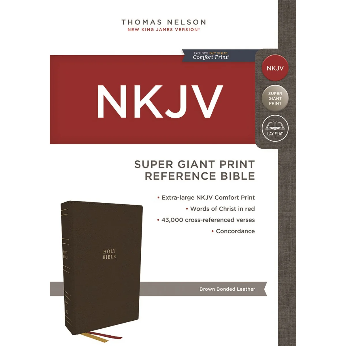 NKJV Reference Super Giant Print Bible Red Letter Idx Brown (Imitation Leather) - Image 2