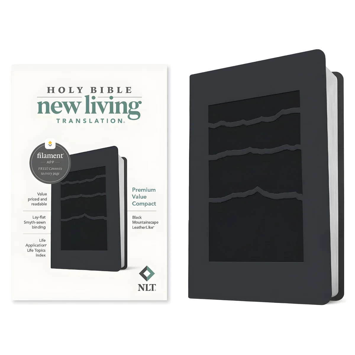 NLT Black Mountainscape Imitation Leather Premium Value Filament Compact Bible - Image 3