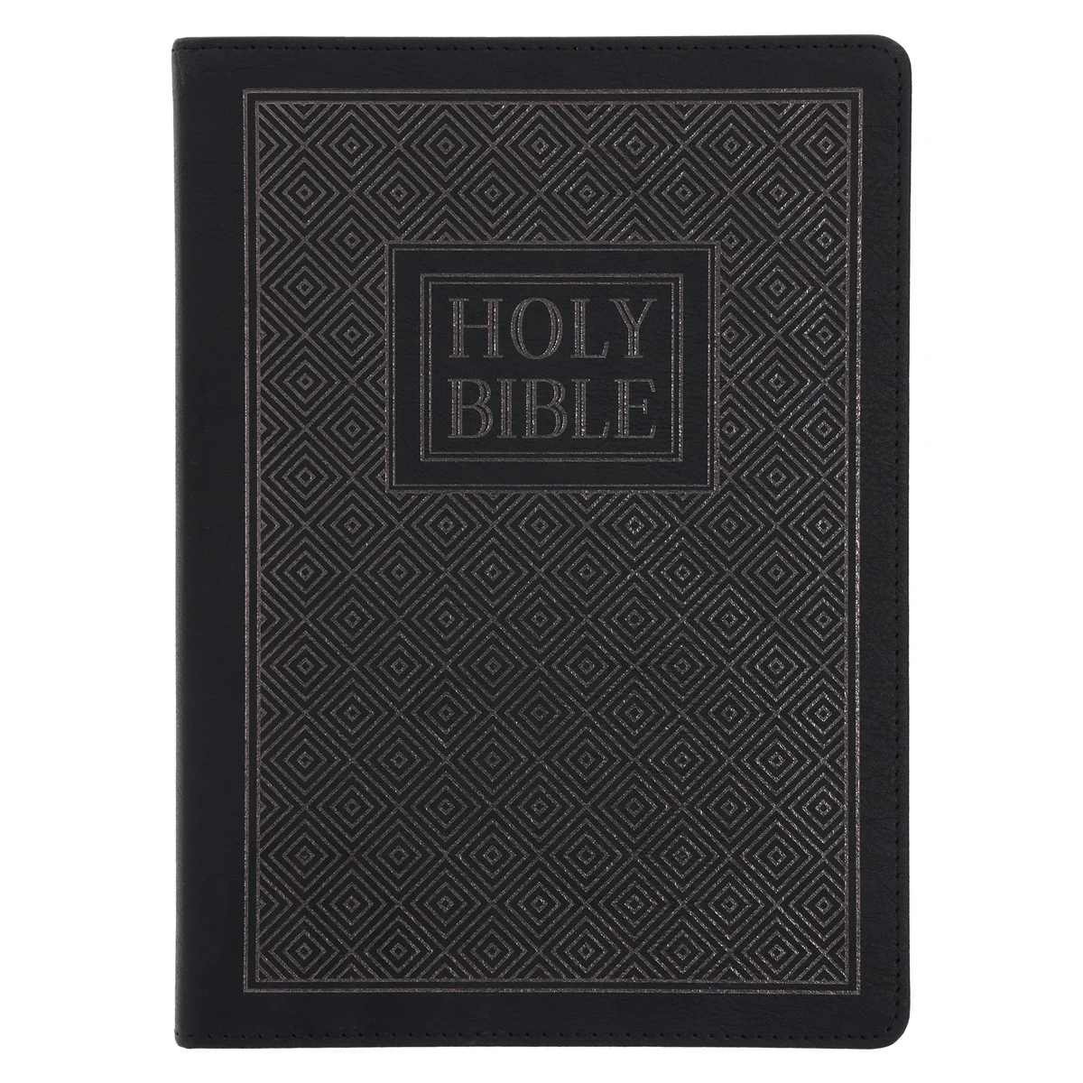 NLT Black Pattern Faux Leather Bible Large Print