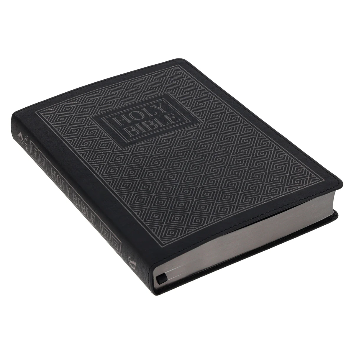 NLT Black Pattern Faux Leather Bible Large Print - Image 3