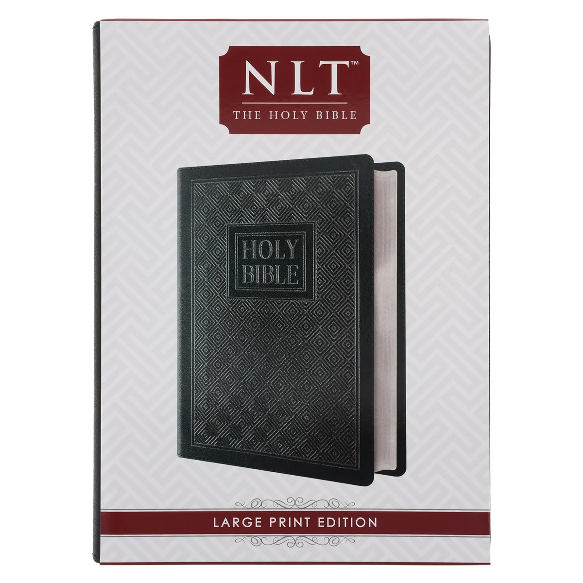 NLT Black Pattern Faux Leather Bible Large Print - Image 7