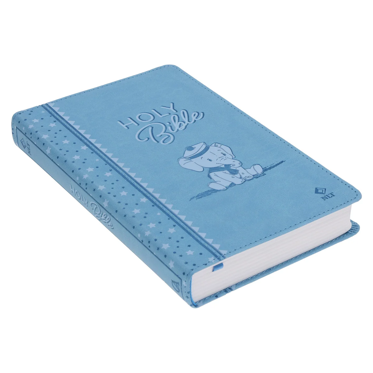 NLT Blue Elephant Flexcover Faux Leather Baby Bible for Boys - Image 3