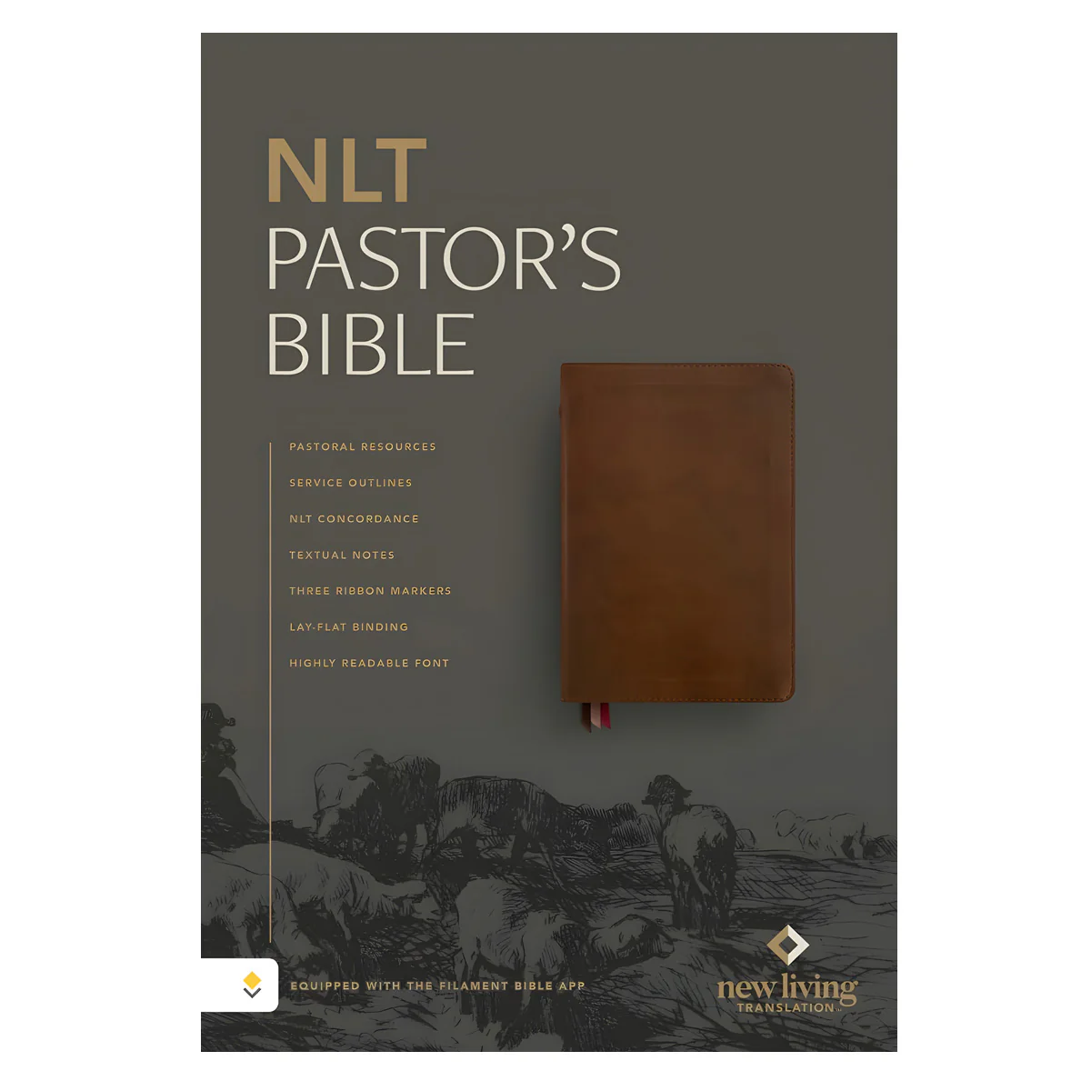 NLT Brown Imitation Leather Filament Pastor's Bible Red Letter Large Print
