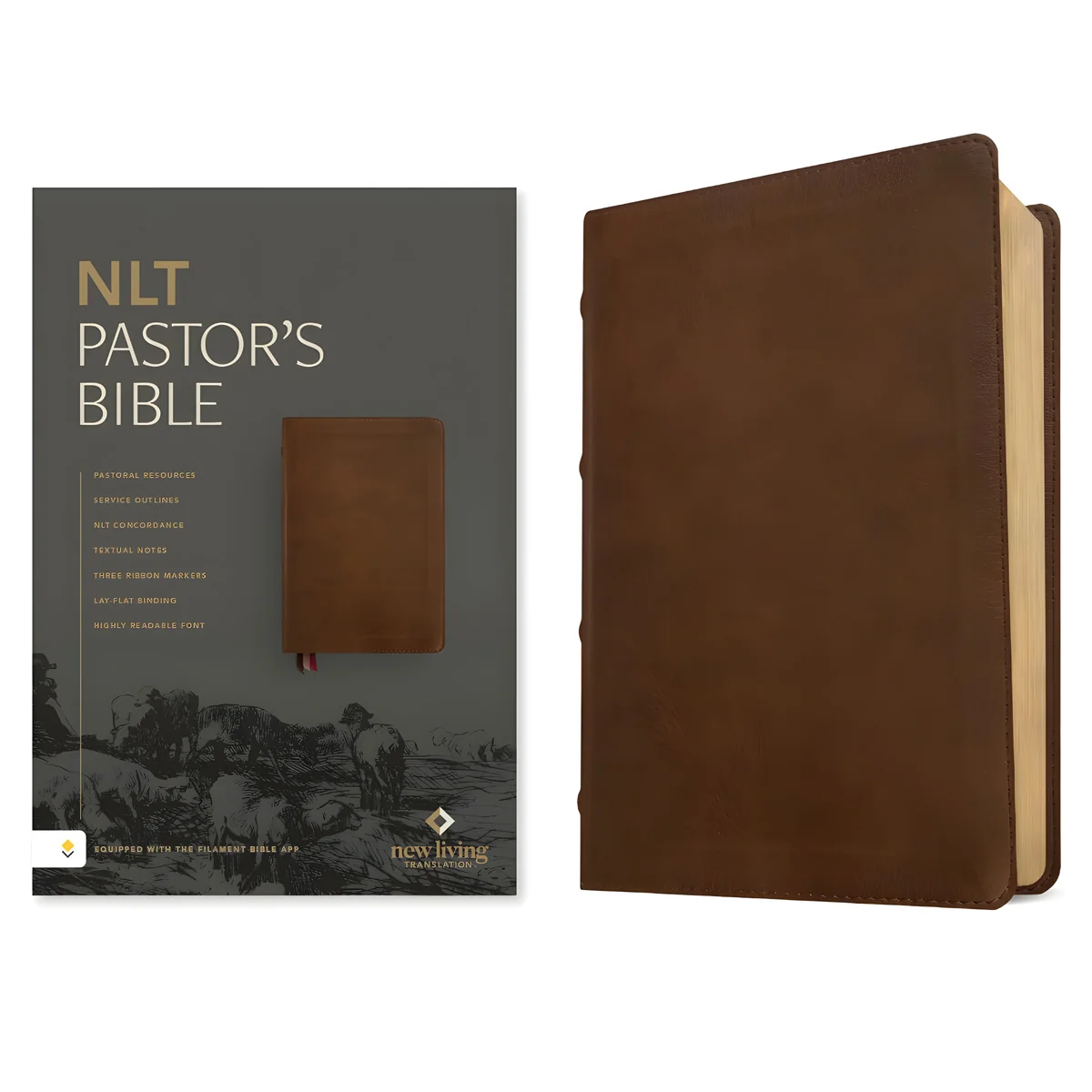 NLT Brown Imitation Leather Filament Pastor's Bible Red Letter Large Print - Image 3