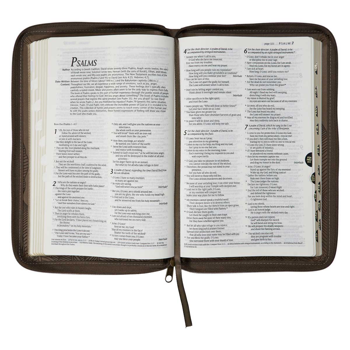 NLT Brown Leaves Faux Leather Flexcover Standard Bible Thumb Indexed With Zip - Image 6