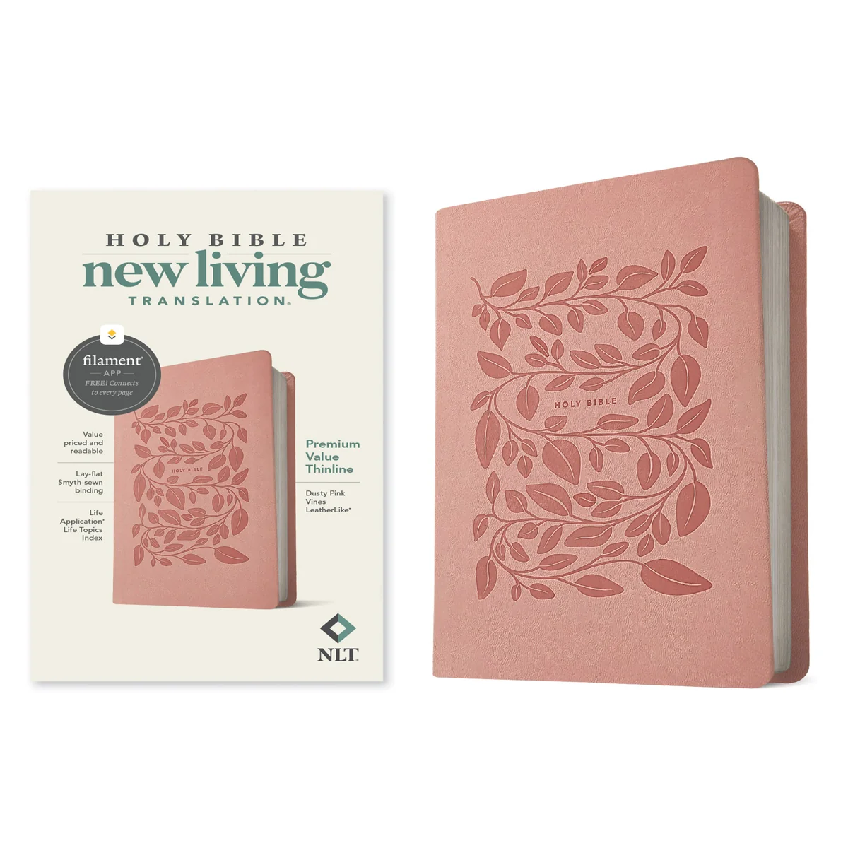 NLT Dusty Pink Imitation Leather Filament Premium Value Thinline Bible - Image 3