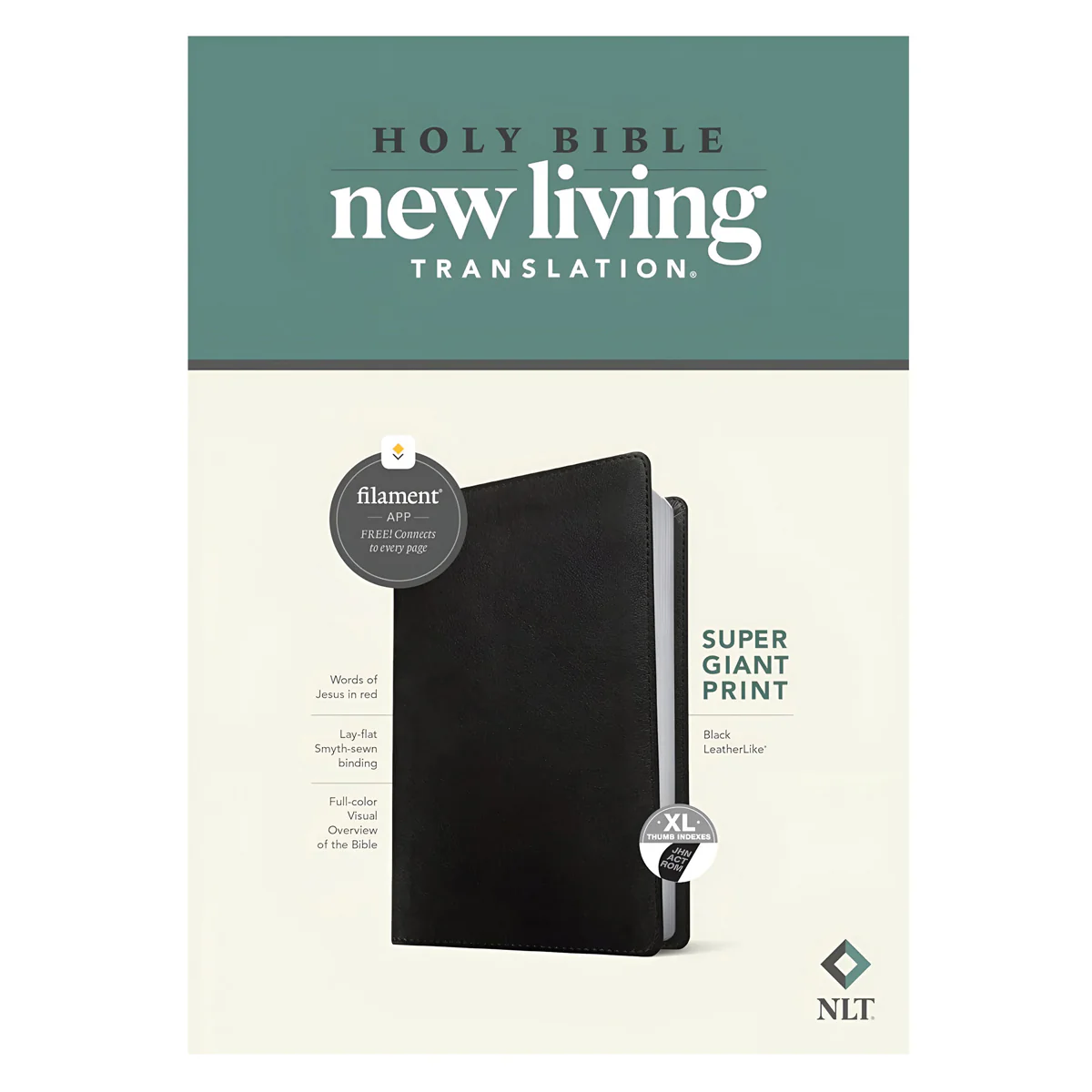 NLT Filament Bible Super Giant Print Red Letter Black Indexed (Imitation Leather)