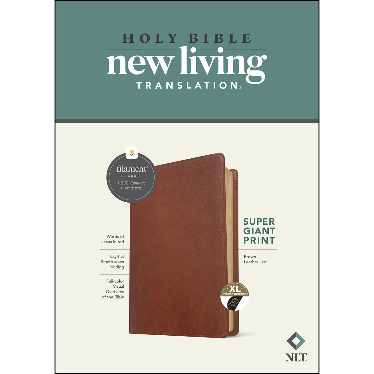NLT Filament Bible Super Giant Print Red Letter Brown Indexed (Imitation Leather) - Image 3