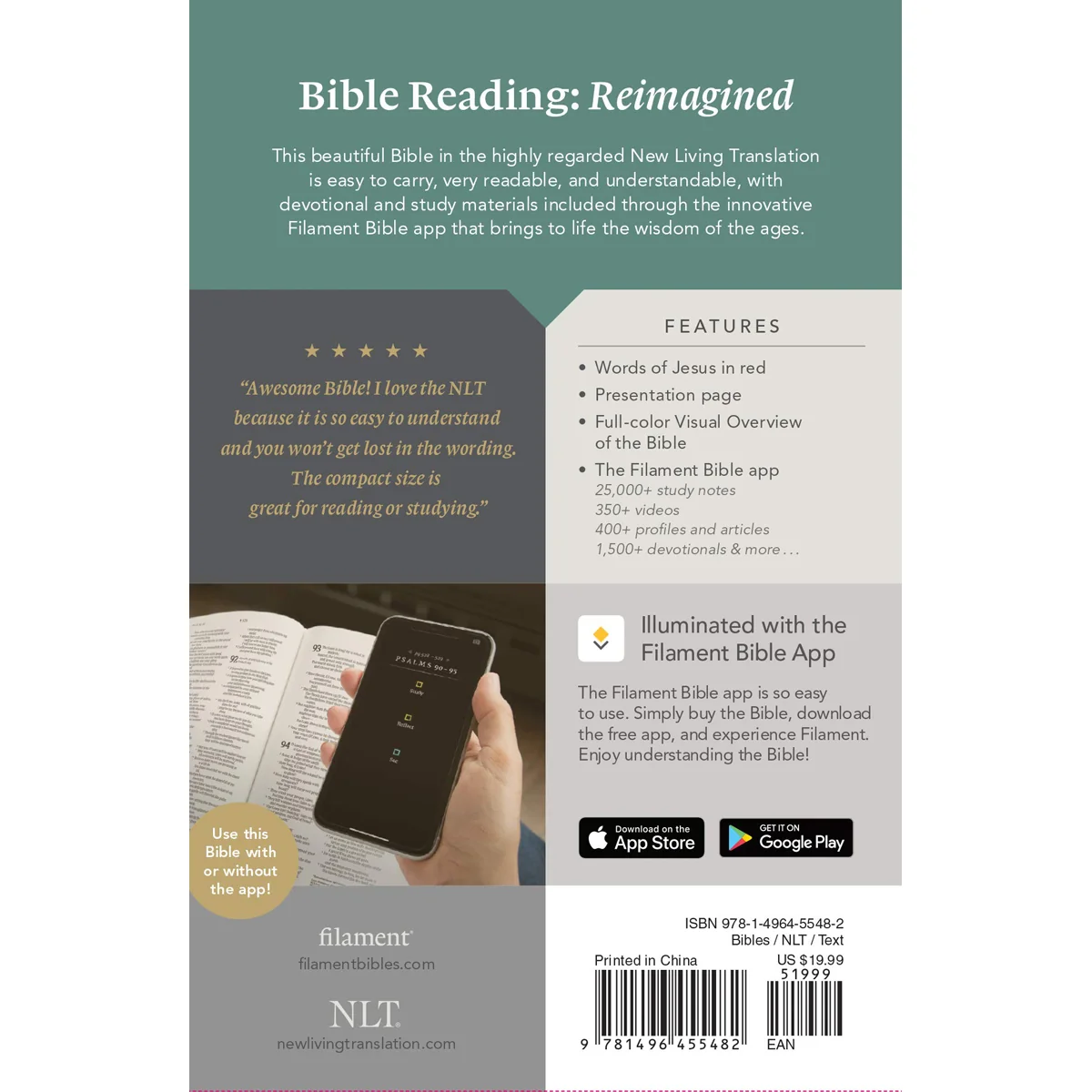 NLT Filament Compact Bible, Red Letter, Rustic Brown (Imitation Leather) - Image 2