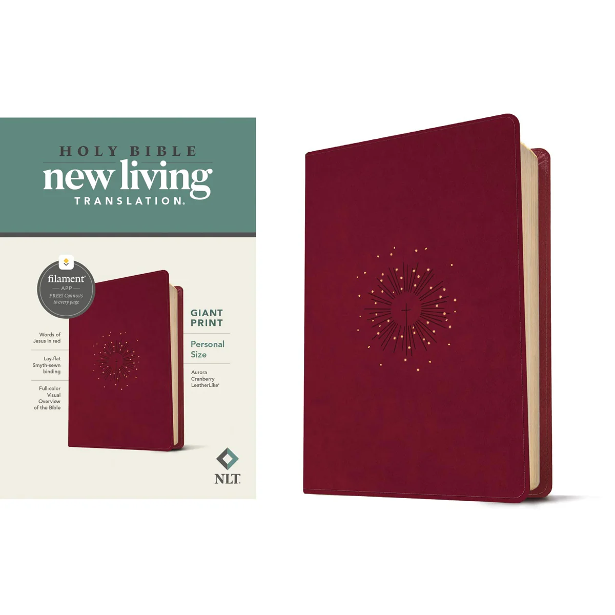 NLT Filament Personal Size, Giant Print Bible, Red Letter, Cranberry (Imitation Leather) - Image 4