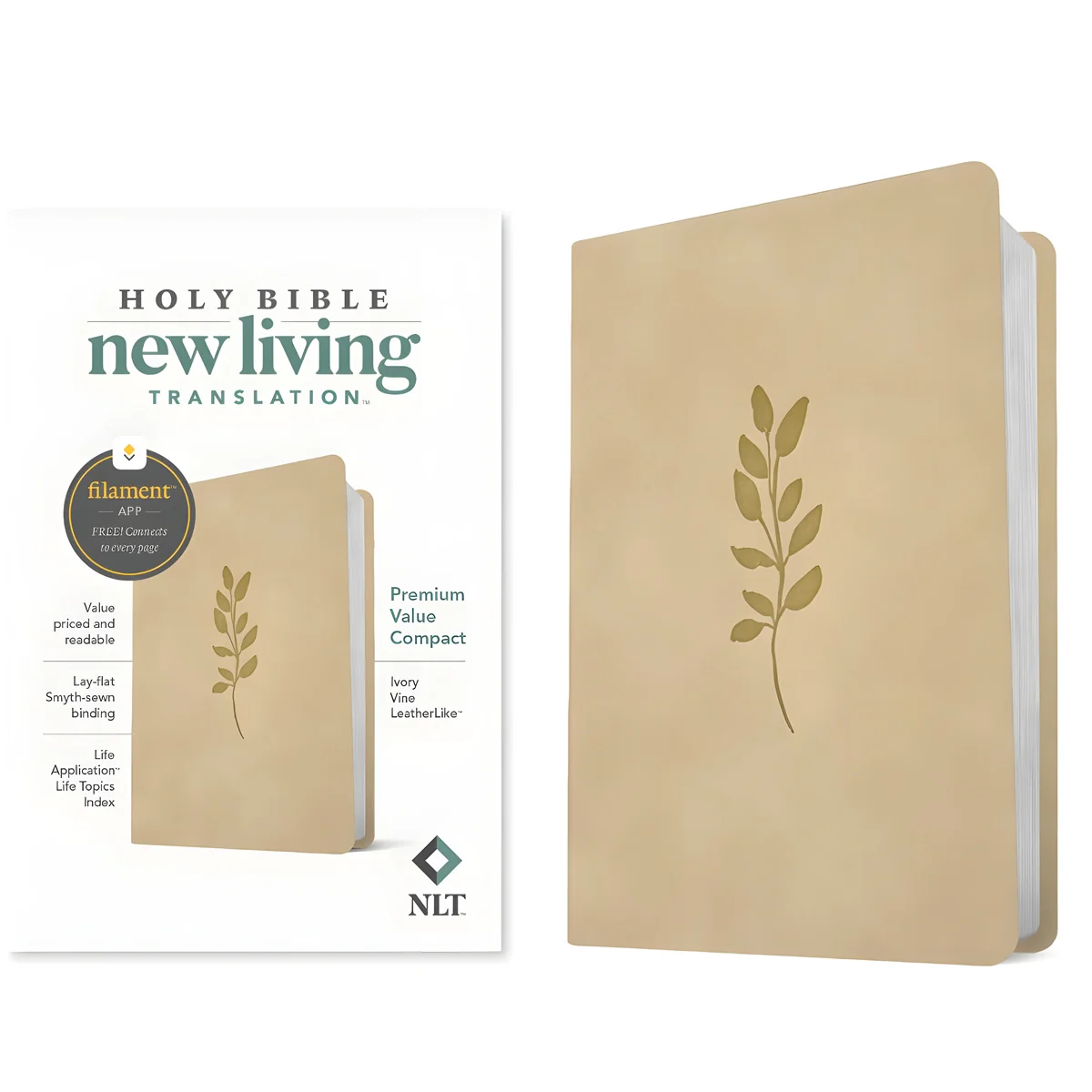 NLT Ivory Vine Imitation Leather Filament Premium Value Compact Bible - Image 3