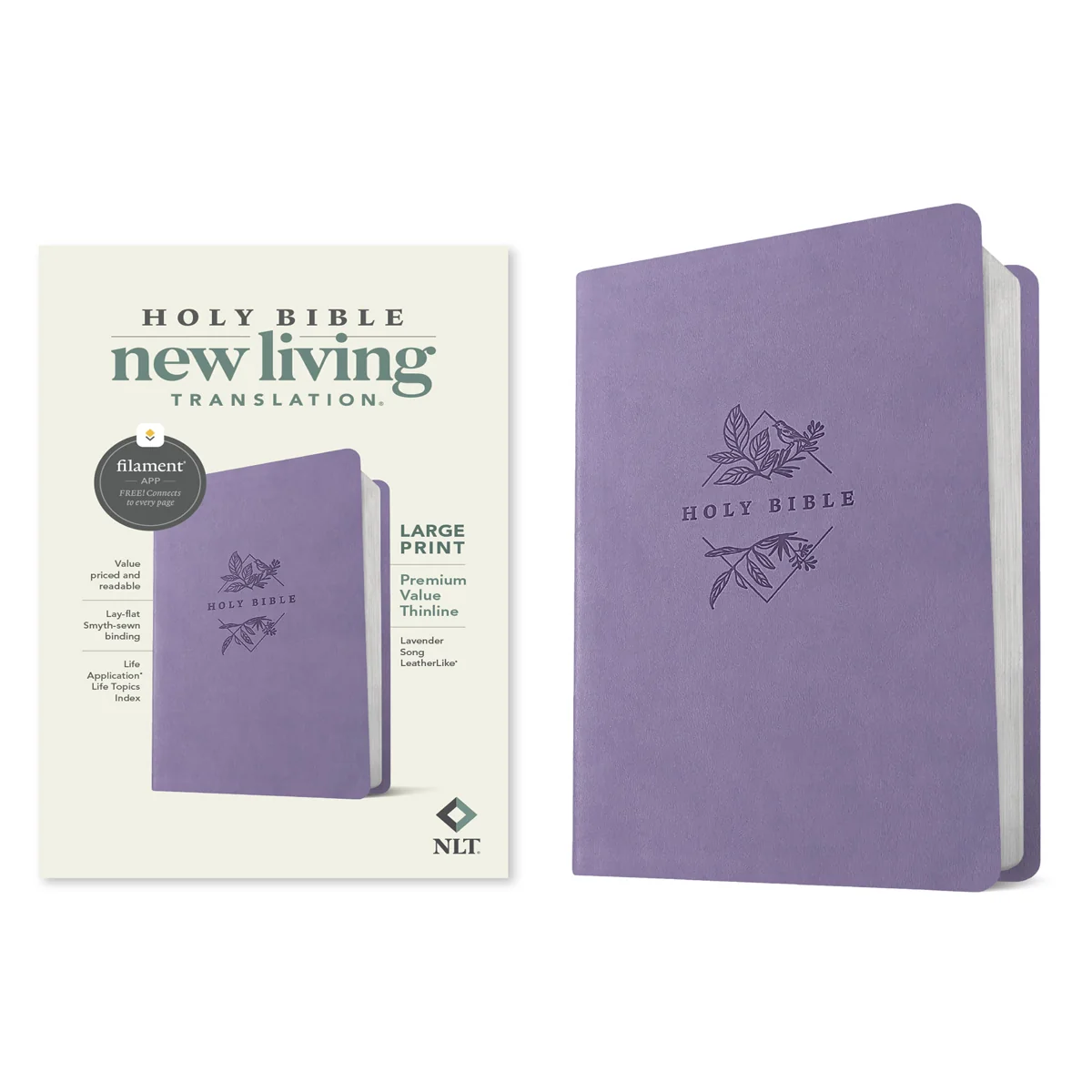 NLT Lavender Imitation Leather Filament Premium Value Thinline Bible Large Print - Image 3