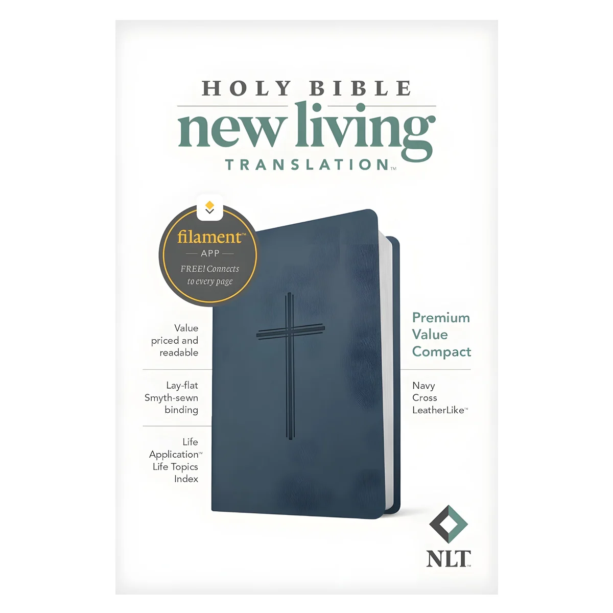 NLT Navy Cross Imitation Leather Filament Premium Value Compact Bible - Image 2
