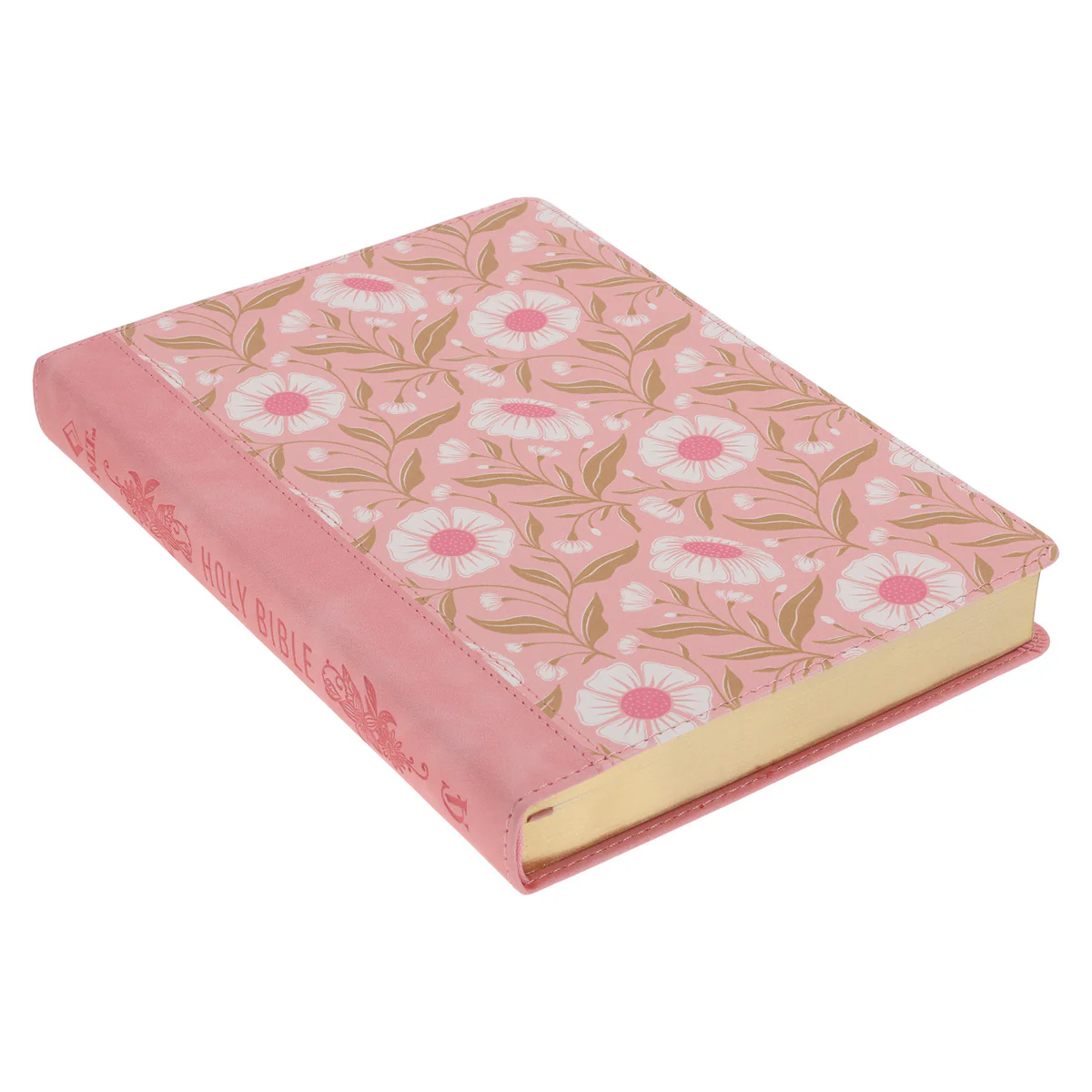 NLT Pink Floral Faux Leather Bible Large Print - Image 3