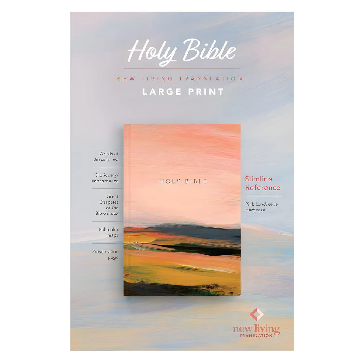 NLT Pink Landscape Hardcover Slimline Reference Bible Red Letter Large Print - Image 2