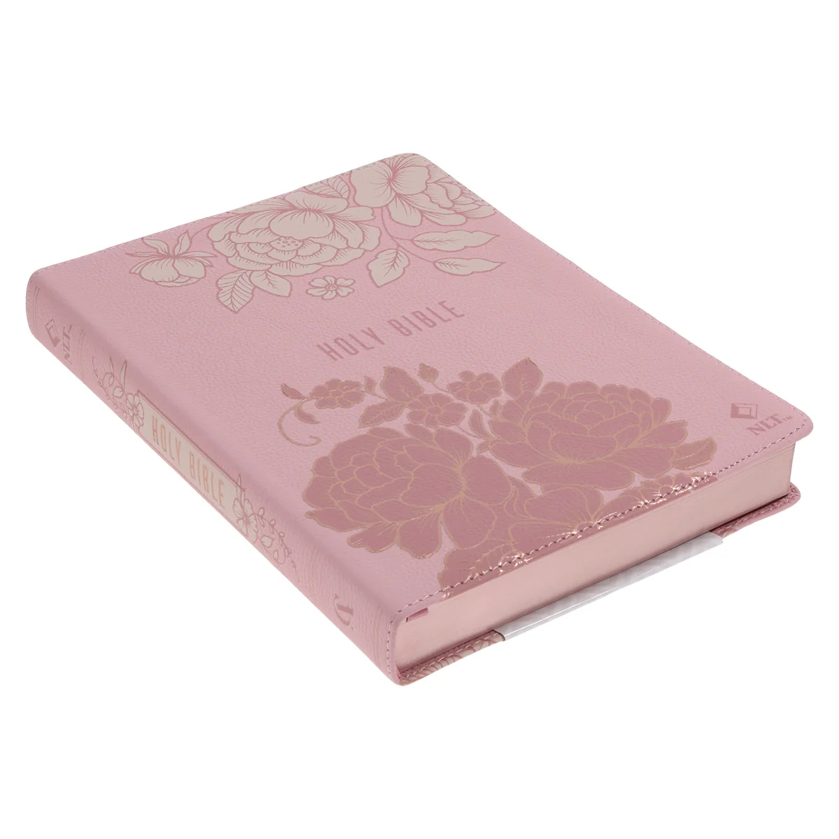 NLT Pink Peonies Genuine Leather Bible Large Print - Image 3