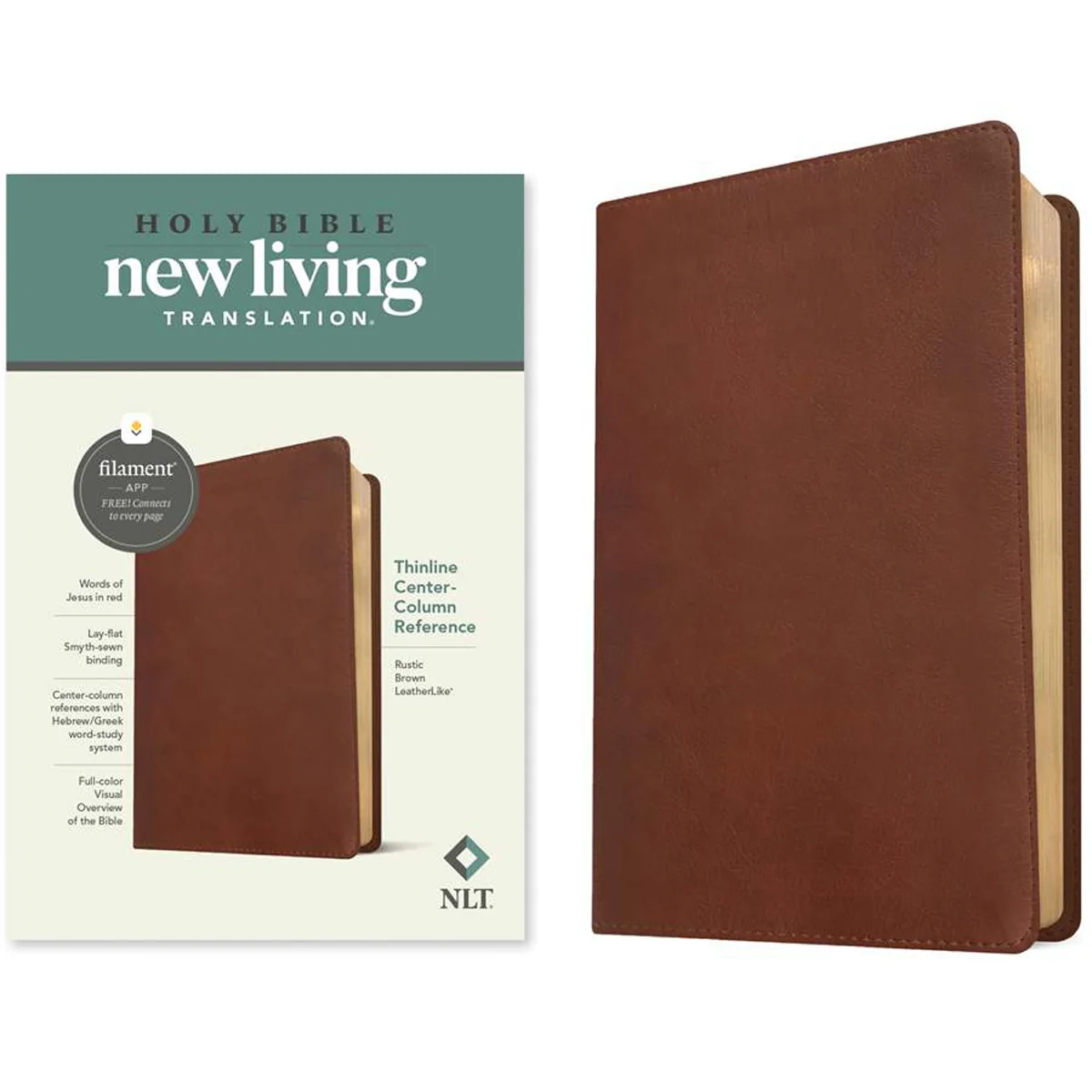 NLT Rustic Brown Imitation Leather Thinline Center-Column Reference Bible - Image 2