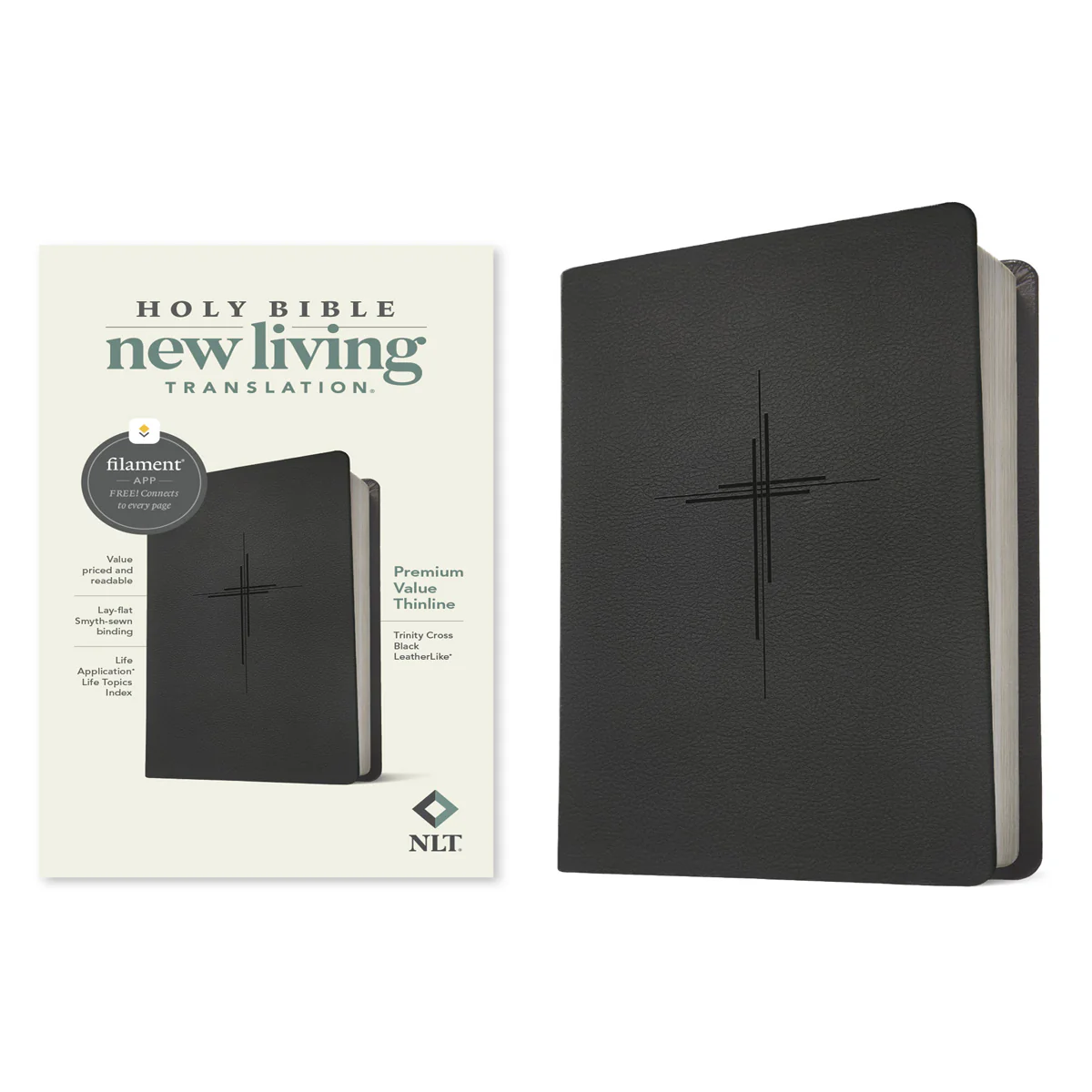 NLT Trinity Cross Black Imitation Leather Filament Premium Value Thinline Bible - Image 3