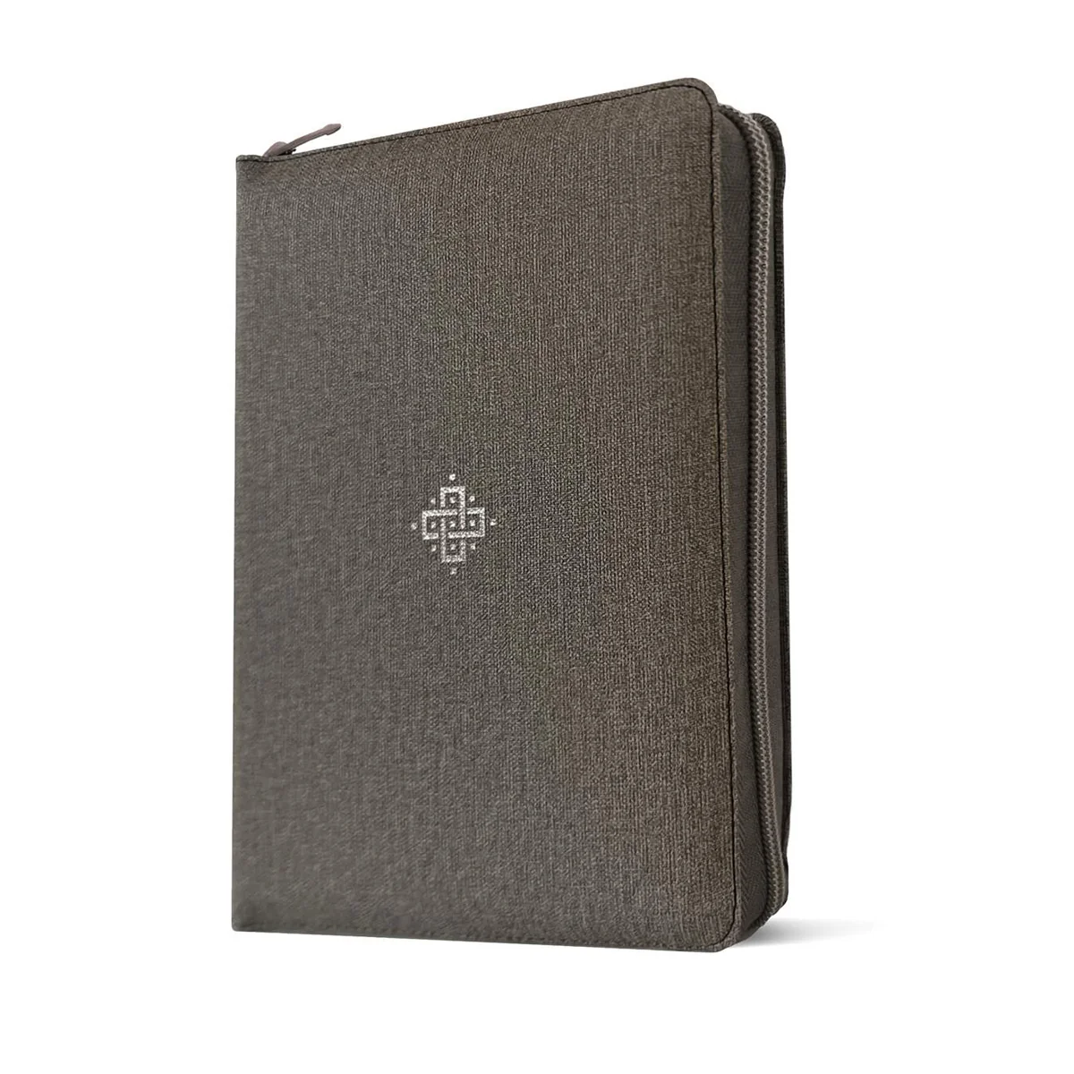 NLT Woven Cross Grey Imitation Leather Compact Filament Zipper Bible Giant Print - Image 3