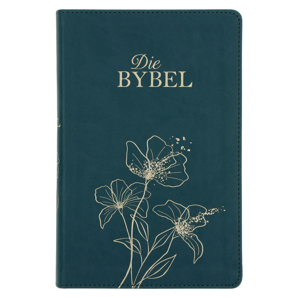 NLV Olyfgroen Met Goue Blomme Kunsleer Standaard Bybel Met Duimgrepe