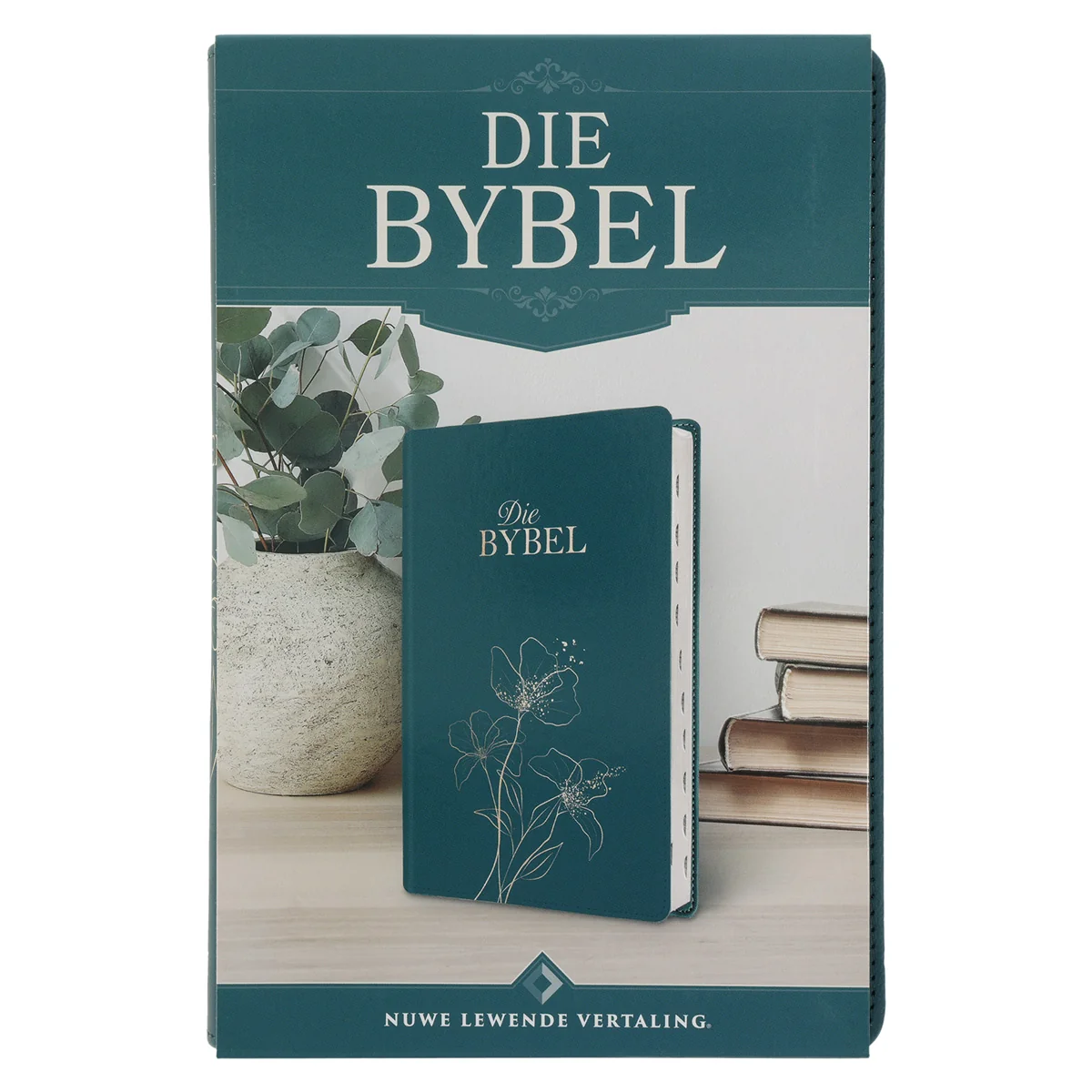 NLV Olyfgroen Met Goue Blomme Kunsleer Standaard Bybel Met Duimgrepe - Image 7