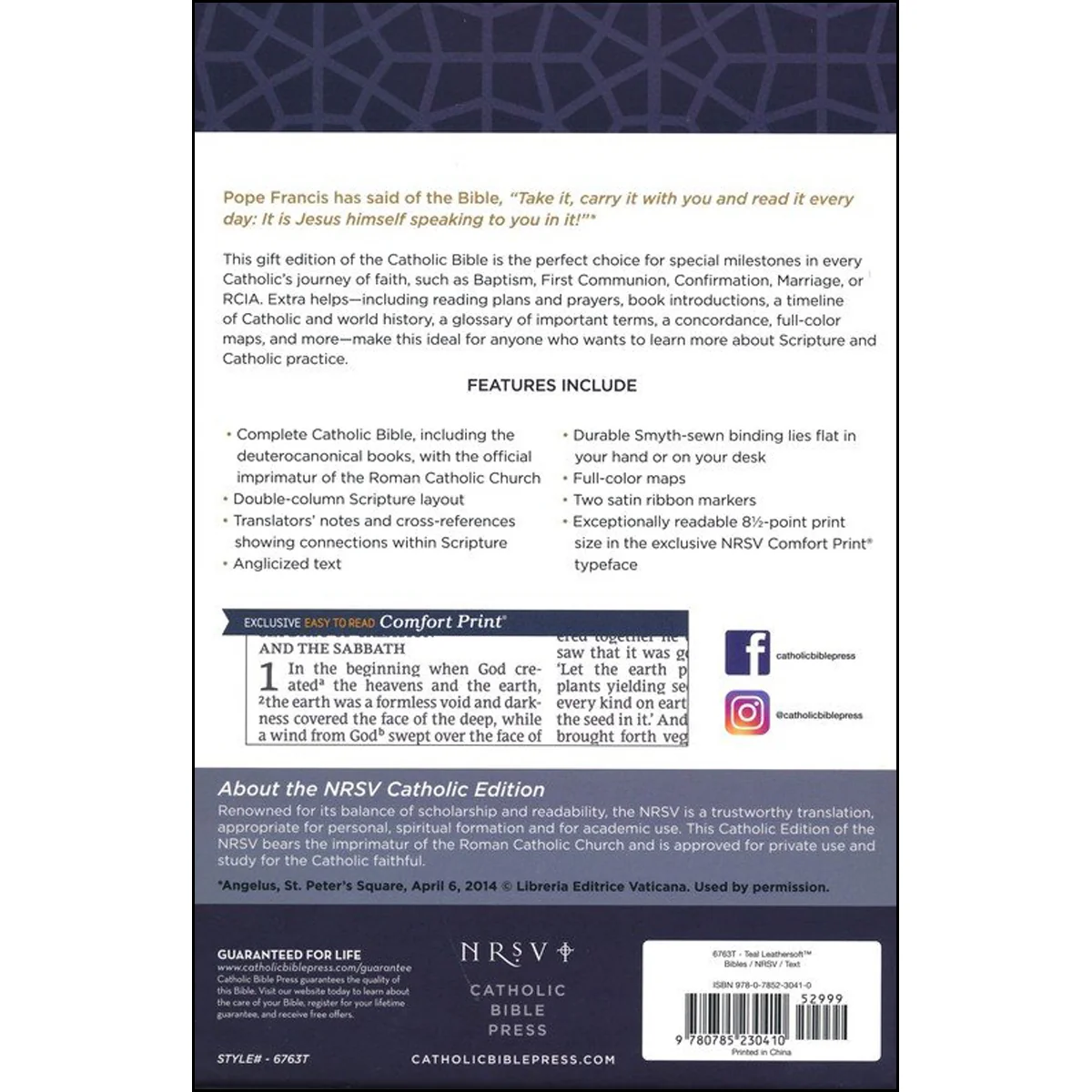 NRSV Catholic Gift Edition Teal (Comfort Print)(Imitation Leather) - Image 2