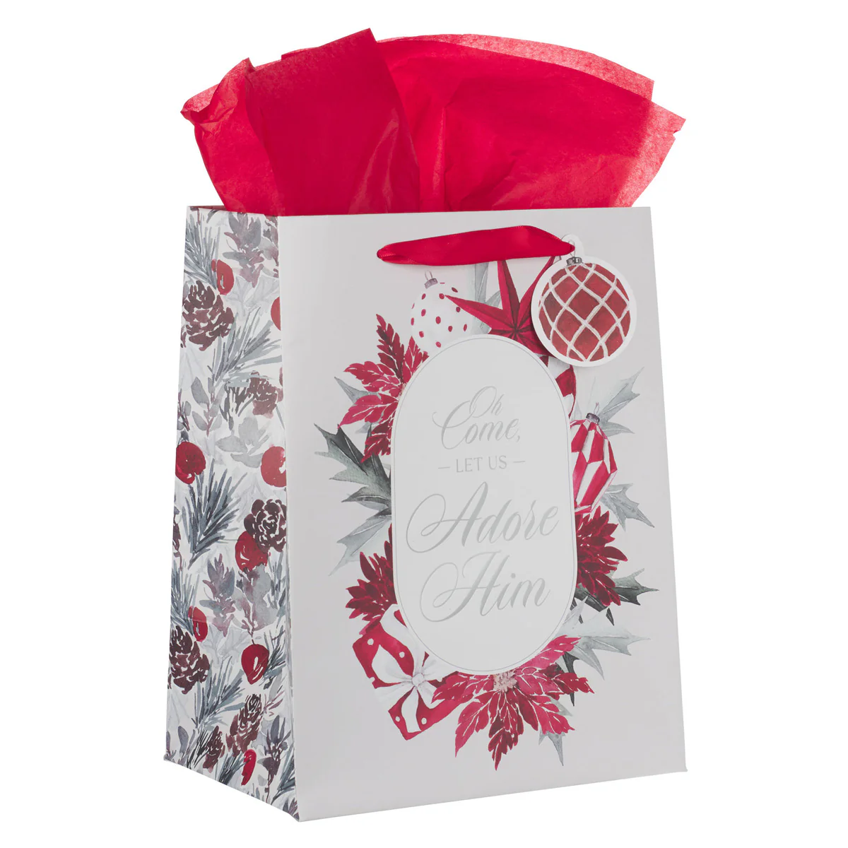 Oh Come Let Us Adore Him Portrait Gift Bag with Gift Tag - Image 3