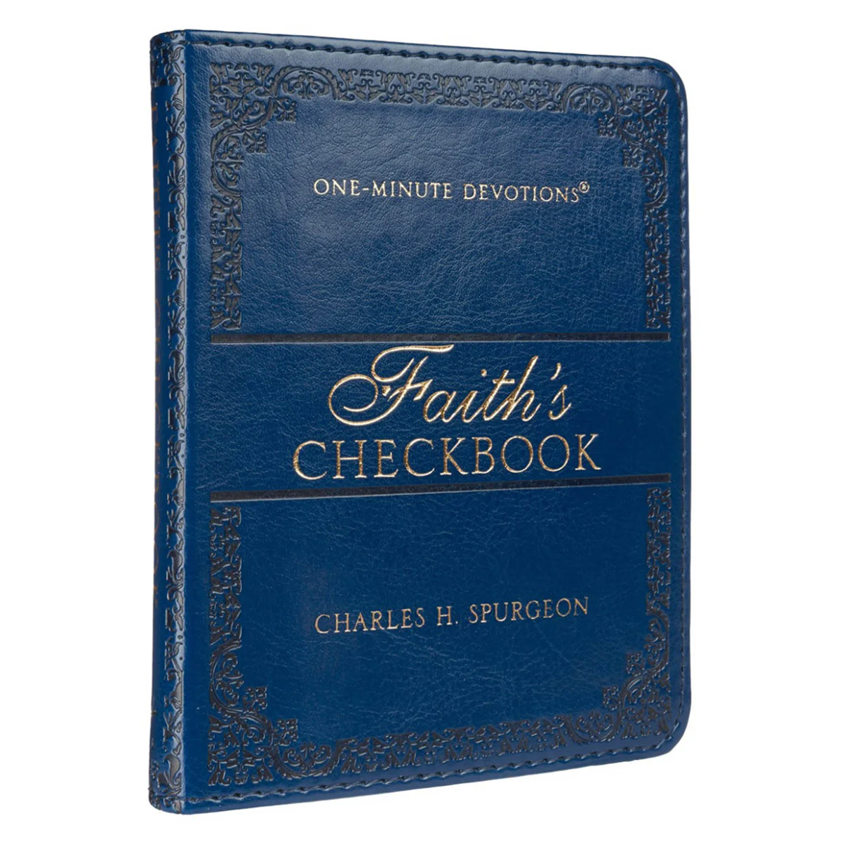 One Minute Devotions Faiths Navy Checkbook Faux Leather - Image 3