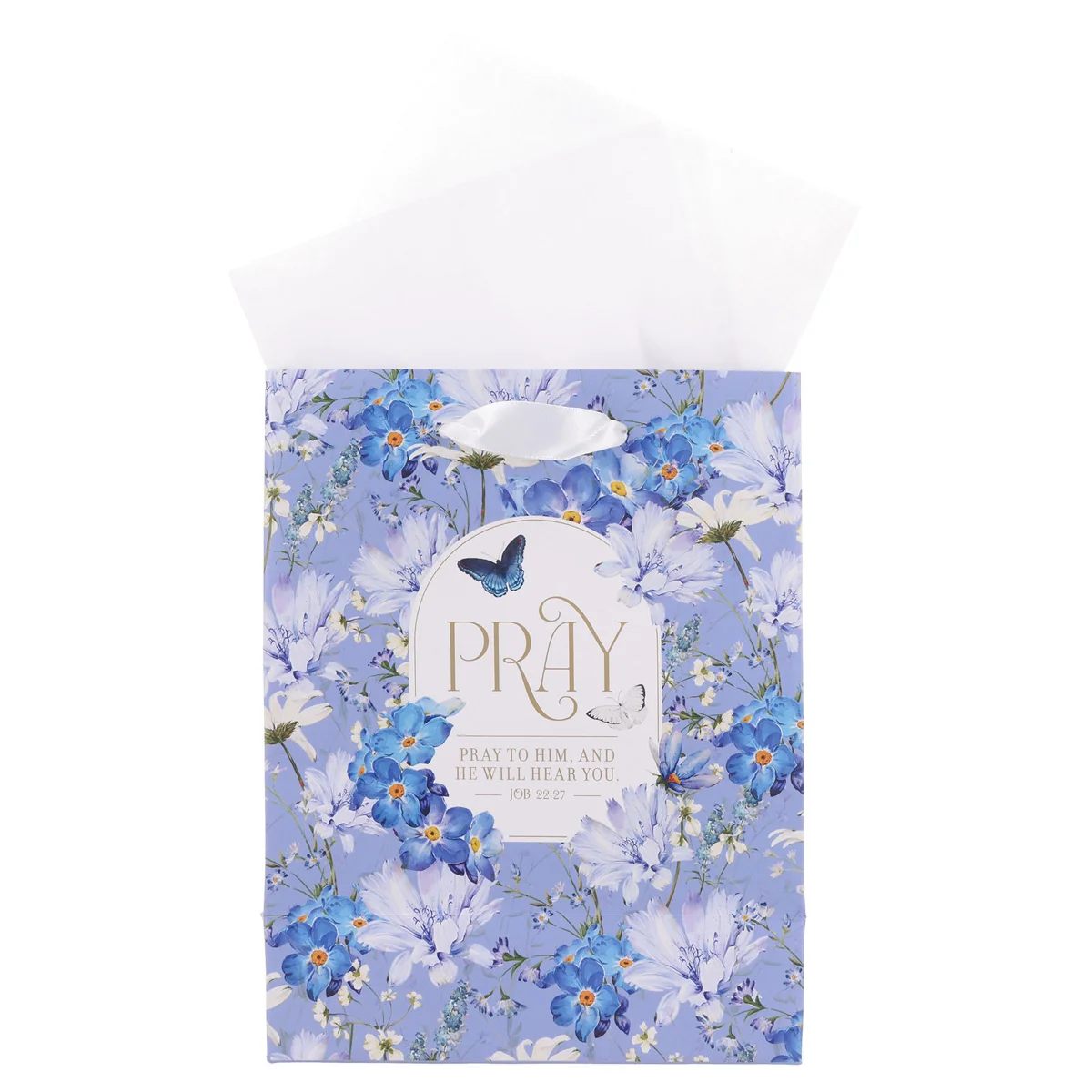 Pray Blue Floral Medium Gift Bag with Gift Tag - Image 2