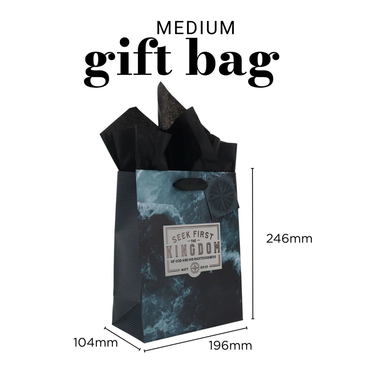 Seek First The Kingdom of God and His Righteousness Medium Gift Bag with Gift Tag - Image 4