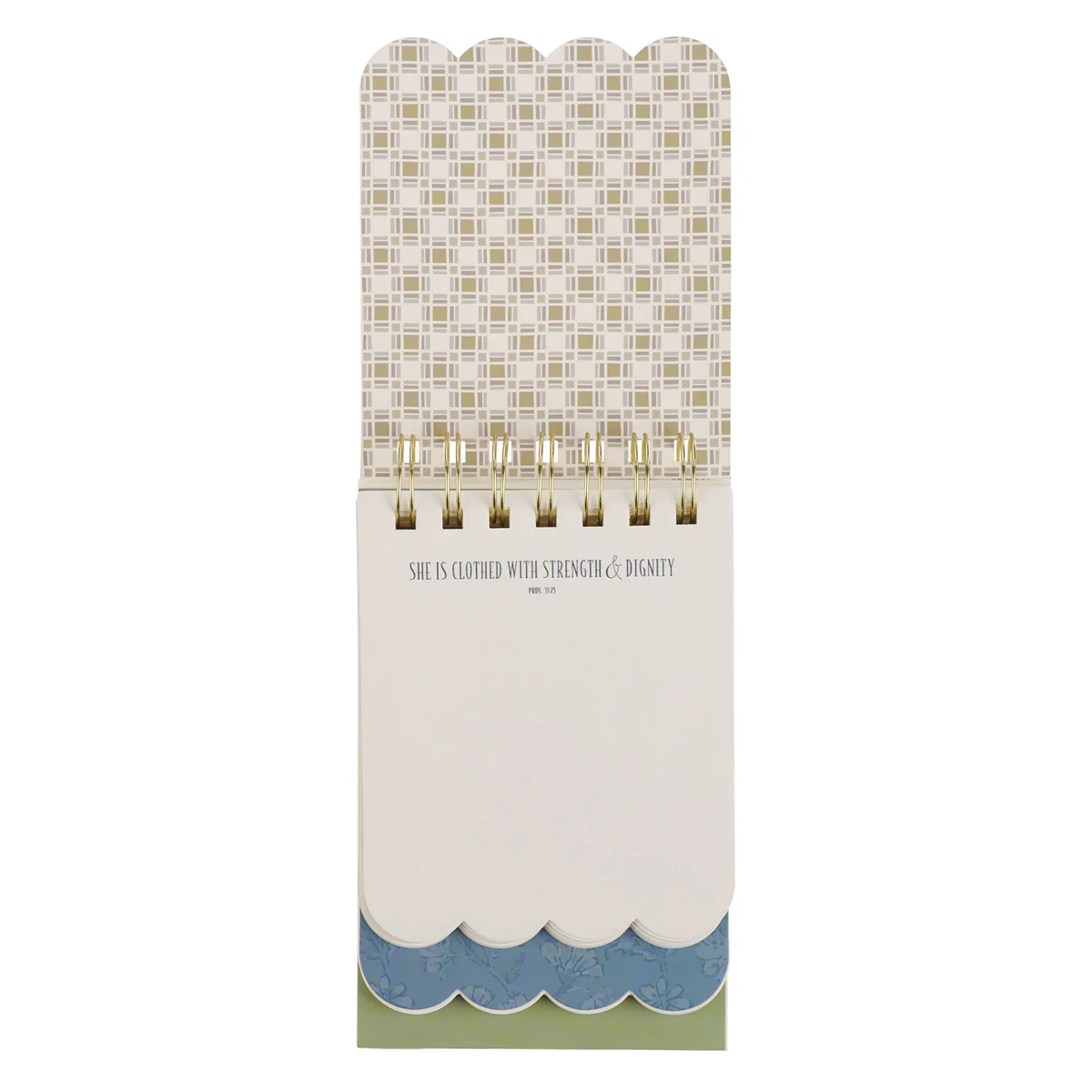 She Is Clothed with Strength and Dignity Blue Floral Three-Layer Wirebound Notepad - Image 2