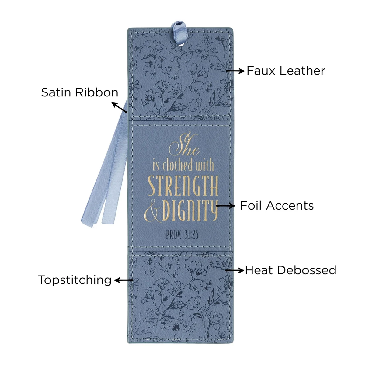 She Is Clothed with Strength and Dignity Faux Leather Bookmark - Image 3