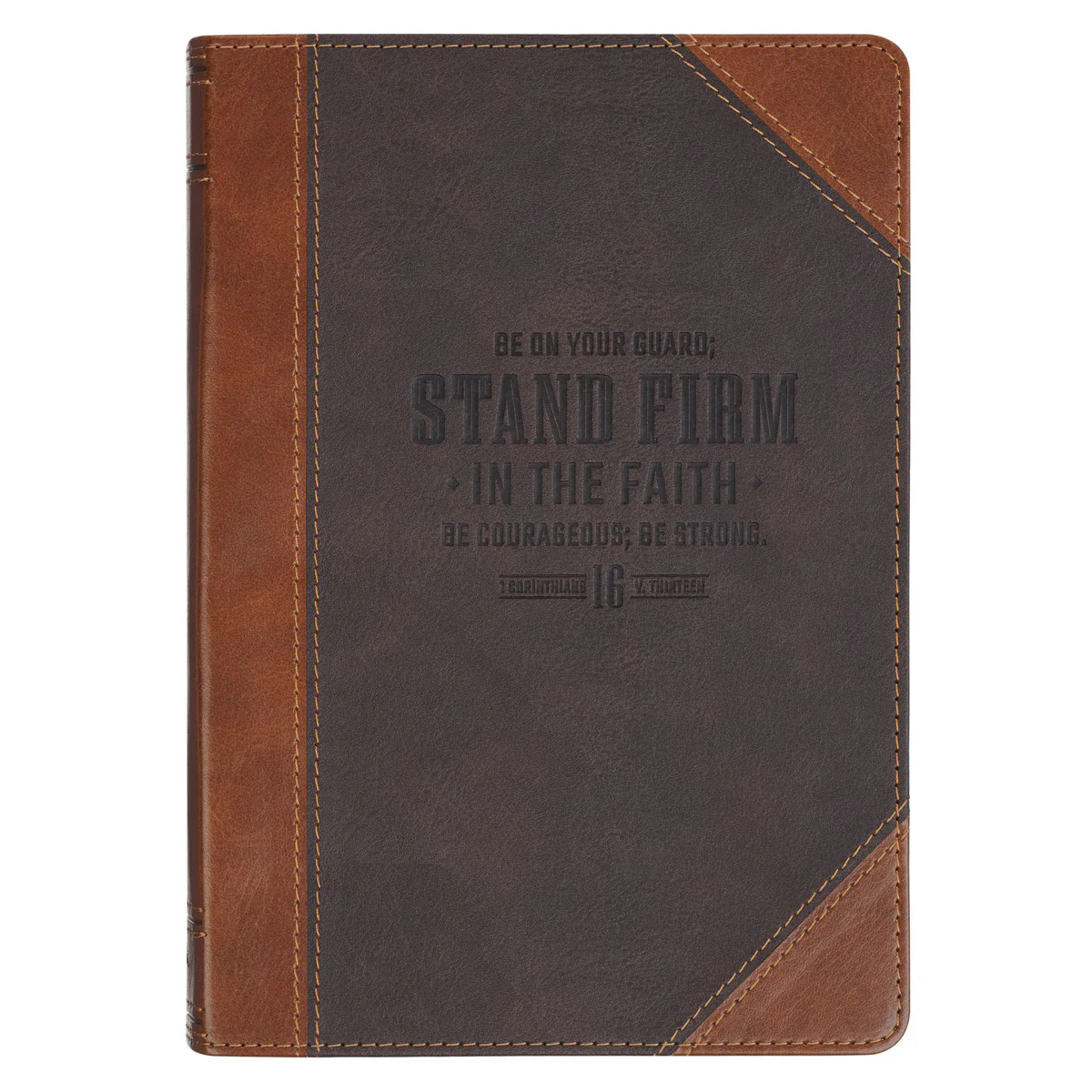Stand Firm in the Faith Two-Tone Brown Faux Leather Journal