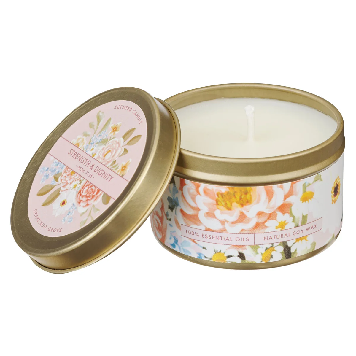 Strength and Dignity Grapefruit Grove Scented Candle in Tin - Image 3