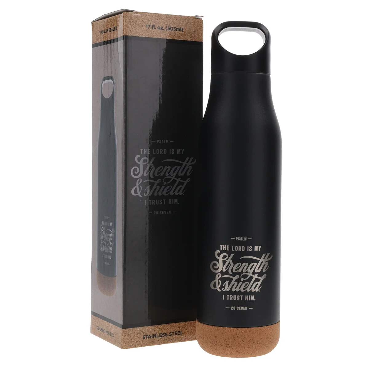 The Lord Is My Strength and Shield Stainless Steel Water Bottle with Cork Base - Image 4