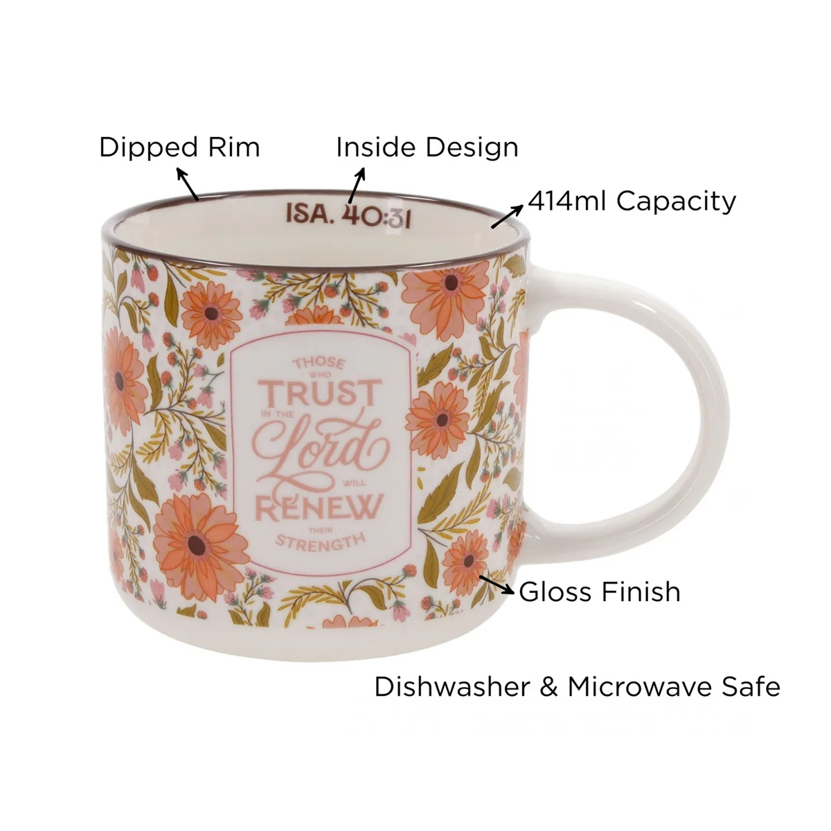 Those Who Trust in the Lord Floral Ceramic Mug - Image 6