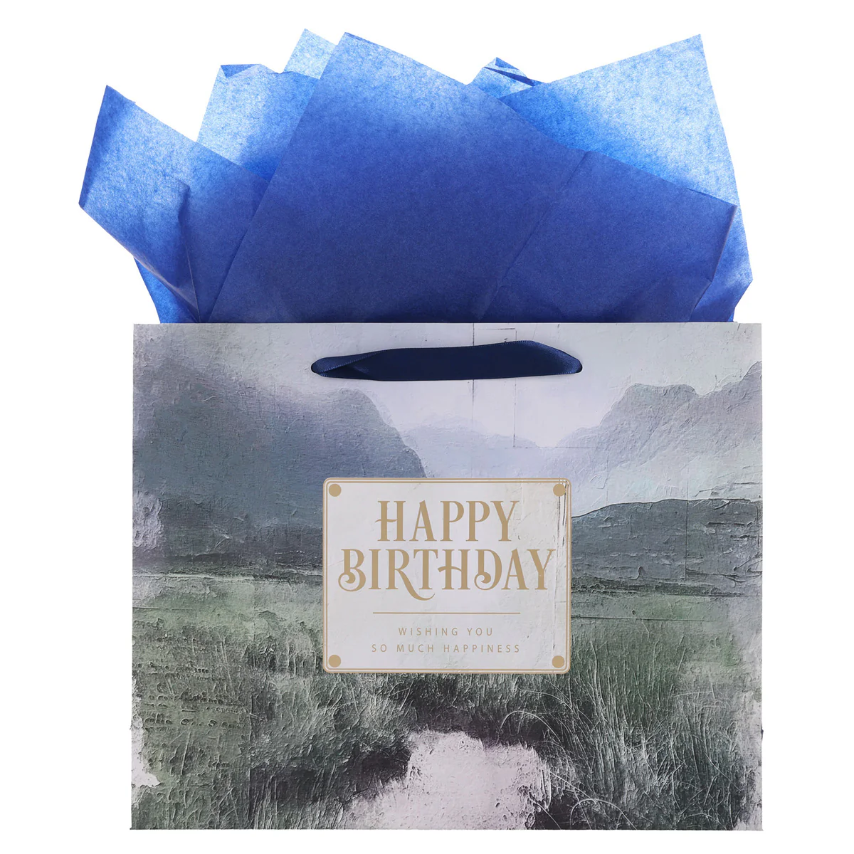 Vally Scene Happy Birthday Large Landscape Gift Bag with Card - Image 2