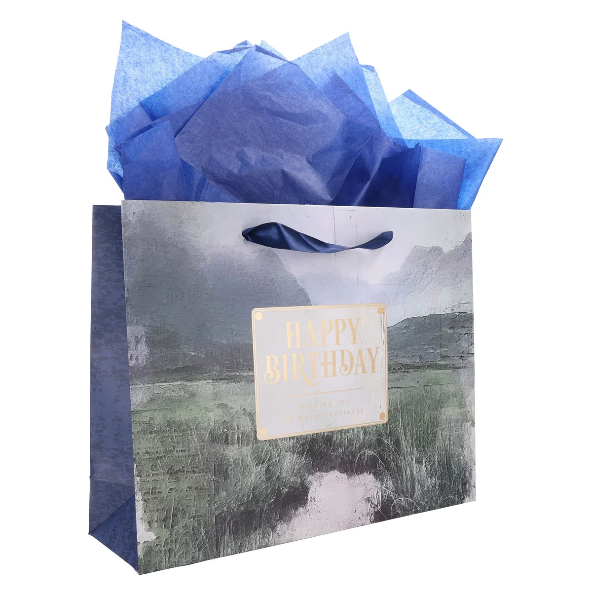 Vally Scene Happy Birthday Large Landscape Gift Bag with Card - Image 4