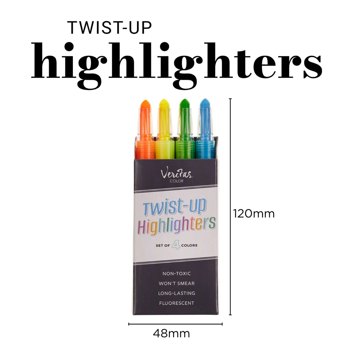 Veritas Crayon-Type Twist-Up Four-Piece Highlighter Set - Image 4