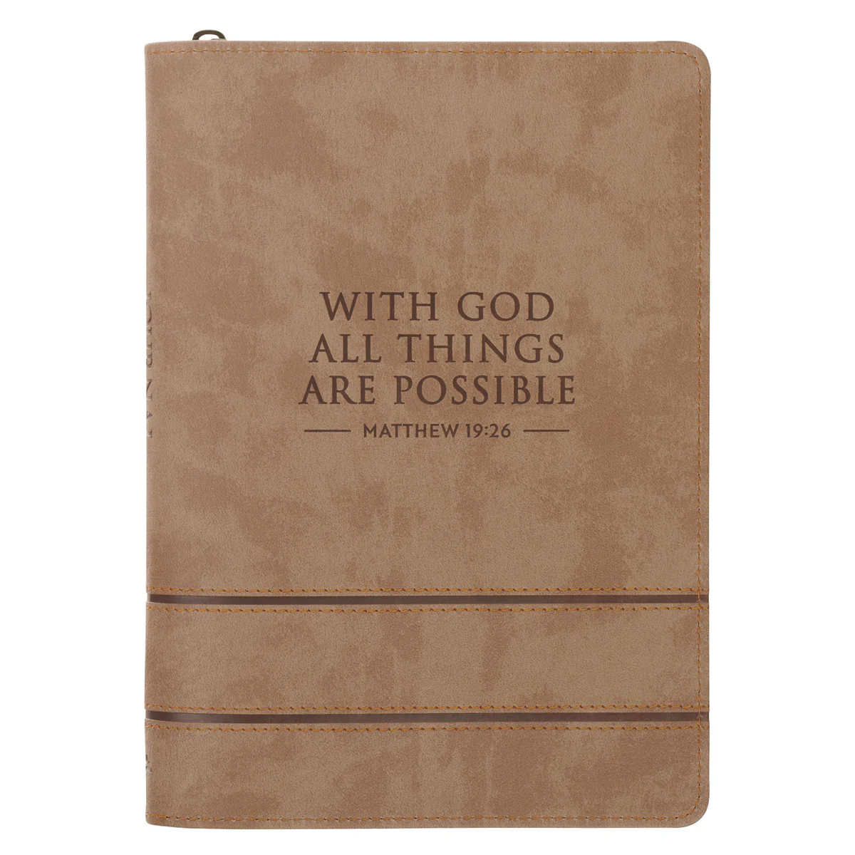 With God All Things Are Possible Faux Leather Journal with Zipped Closure