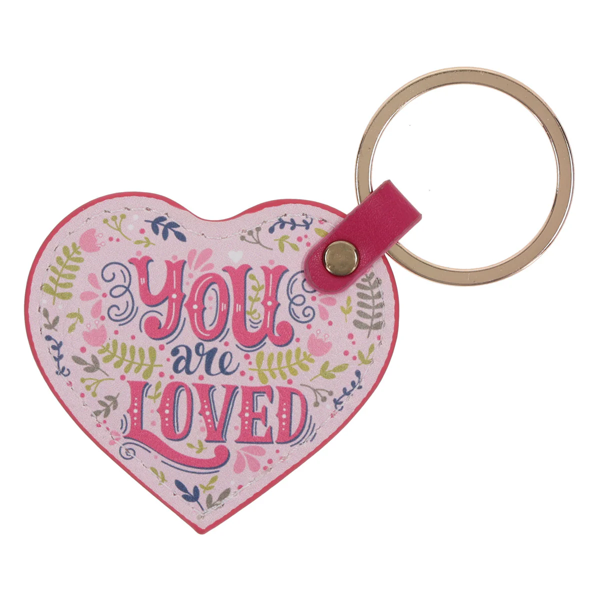 You Are Loved Heart Shaped Faux Leather Keychain - Image 2