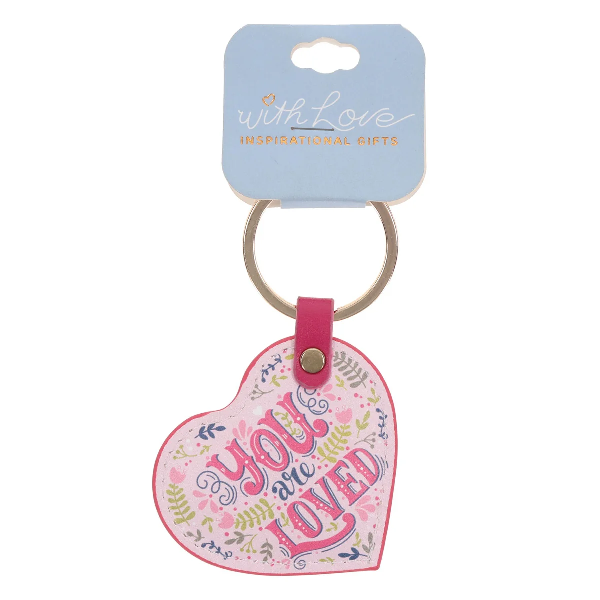 You Are Loved Heart Shaped Faux Leather Keychain - Image 3