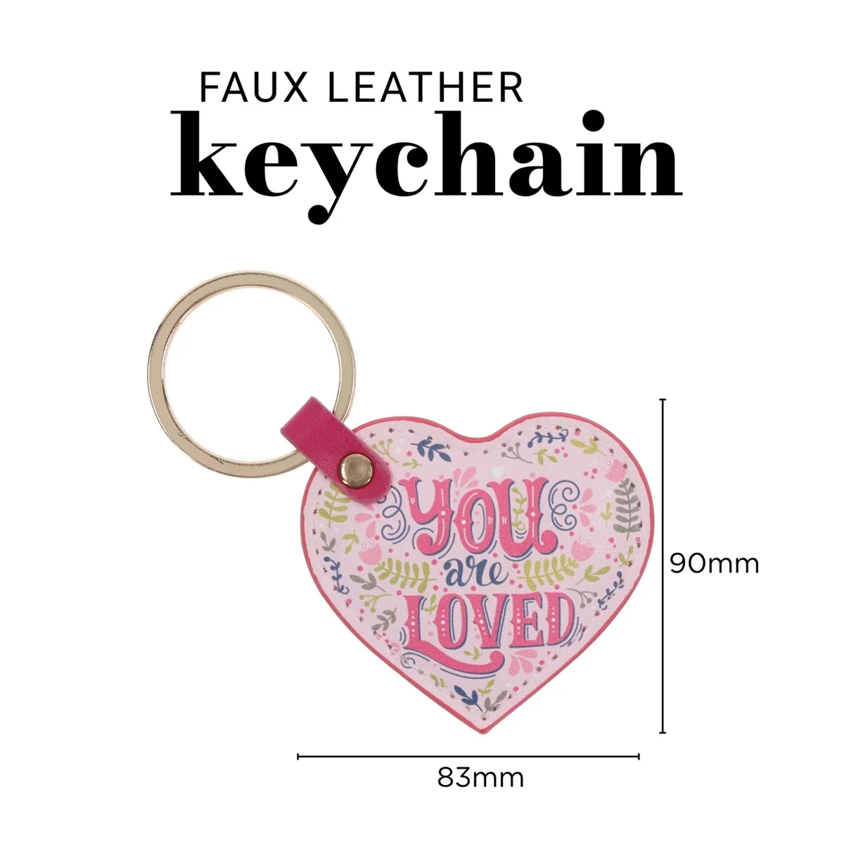 You Are Loved Heart Shaped Faux Leather Keychain - Image 4