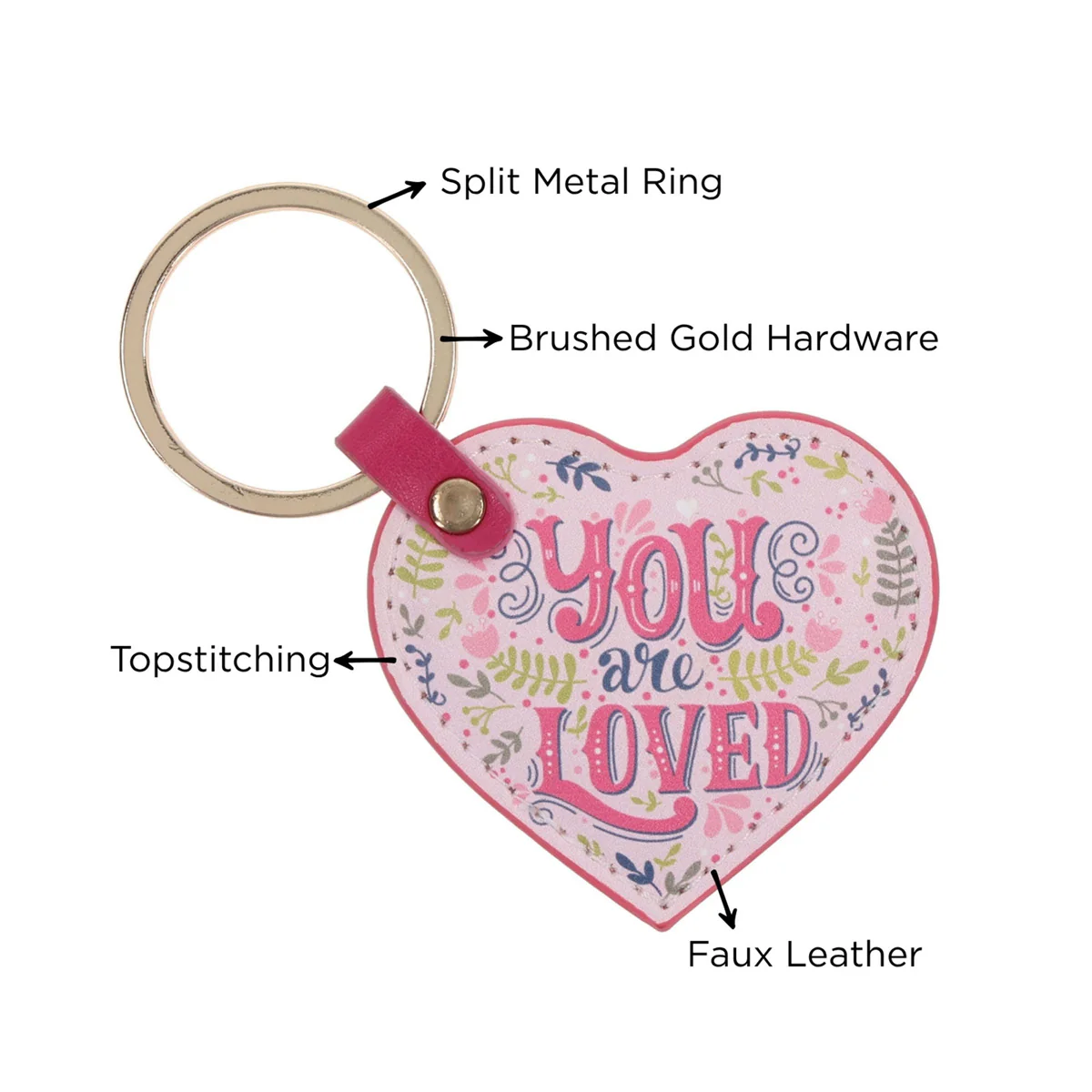 You Are Loved Heart Shaped Faux Leather Keychain - Image 5